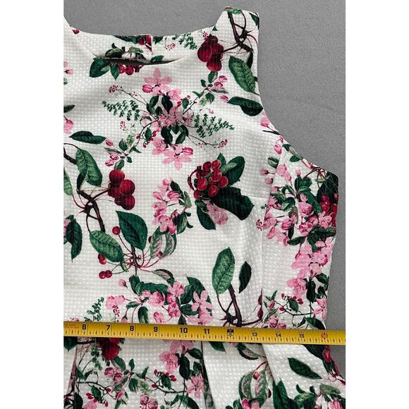 Julian Taylor Cherry Blossom Fit Flare Sundress Sz 12 Sleeveless Pleats Pockets - Picture 8 of 12